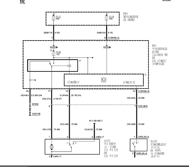 致胜后备箱电路图