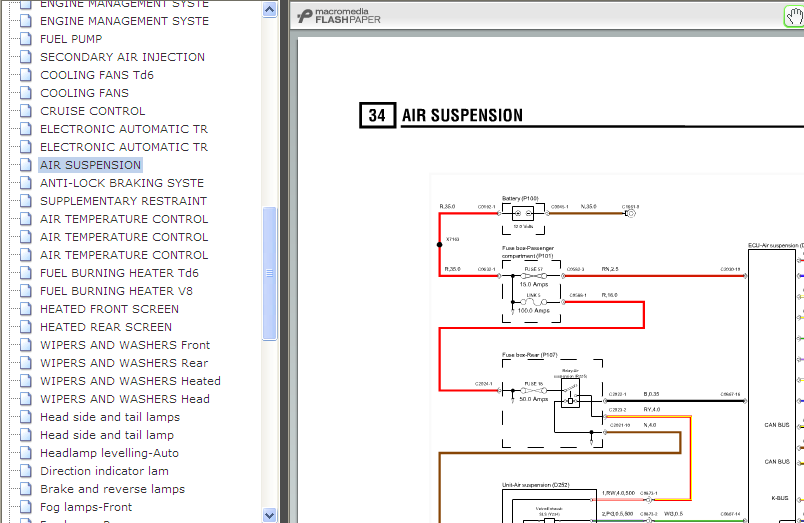 05年揽胜空气悬架电路图