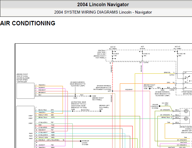 04年林肯领航员 空调电路