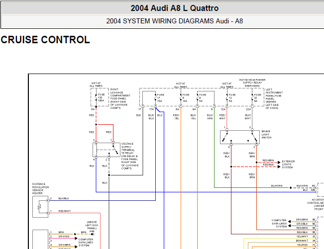 04年奥迪A8 巡航电路