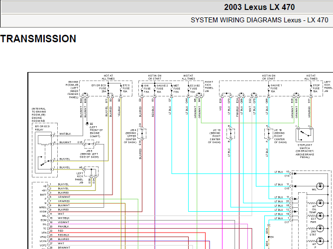 03年雷克萨斯LX470 变速箱电路