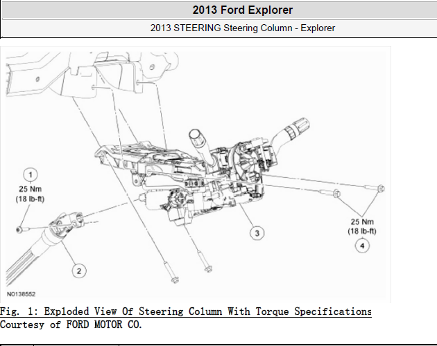 13年福特探险者 转向柱维修资料