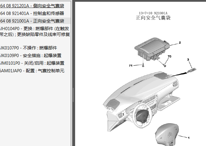 雪铁龙C3-XR 气囊相关资料