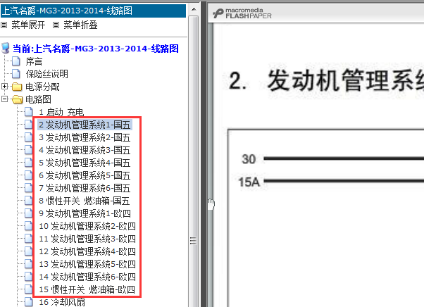13年MG3发动机线路图