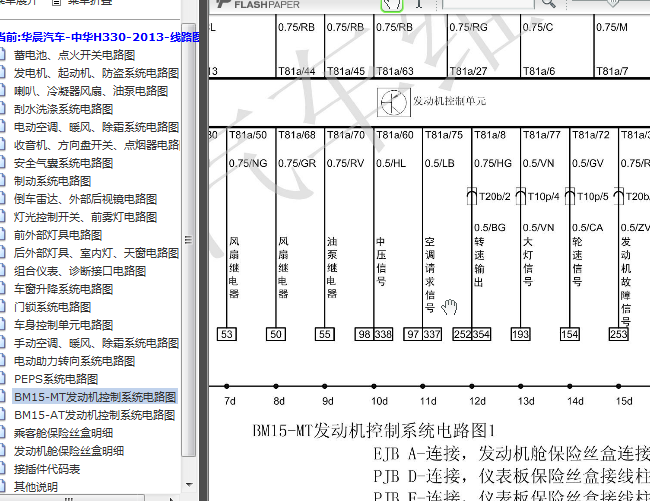 13年中华H330 BM15L发动机电路