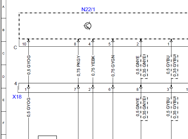 06年奔驰S350后空调出风口转换马达电路图