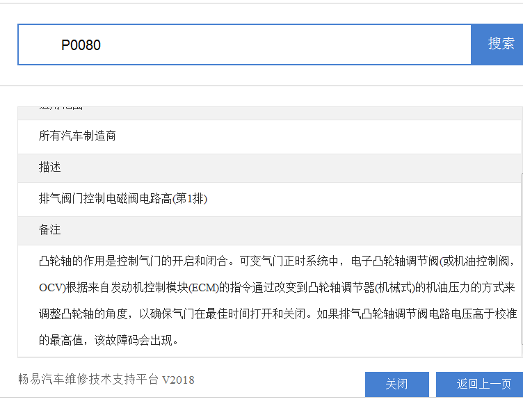 现代P0080故障码