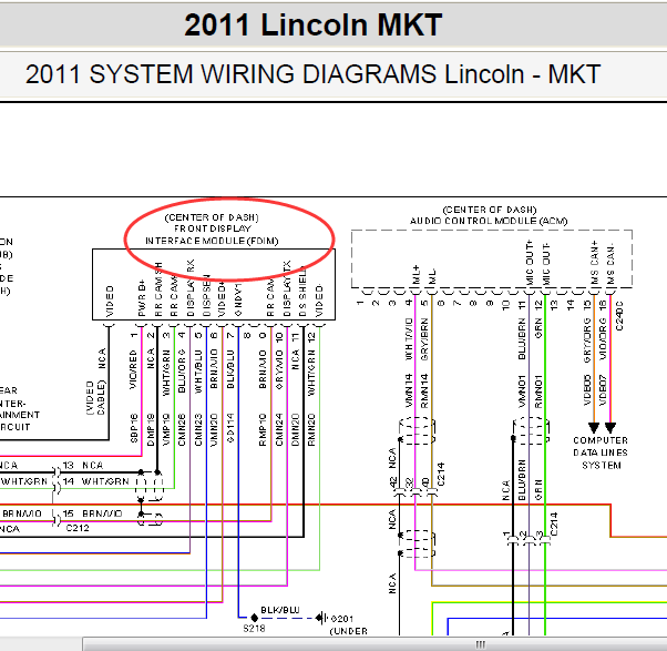 11年林肯MKT前部显示屏电路图