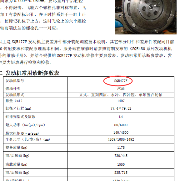 风云2SQR477F发动机维修手册