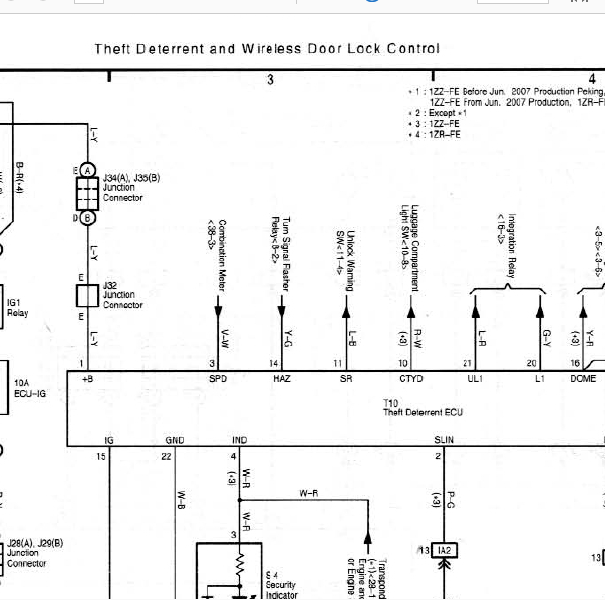 07年丰田花冠防盗盒电路图