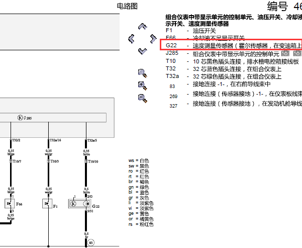 2003年奥迪A4速度传感器电路图
