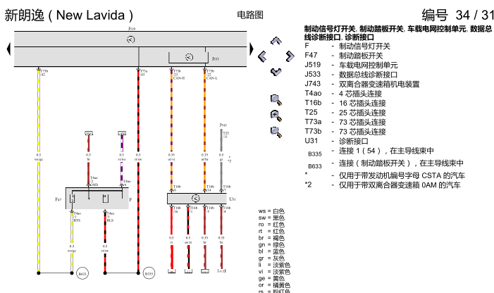 18年朗逸OBD诊断座电路图