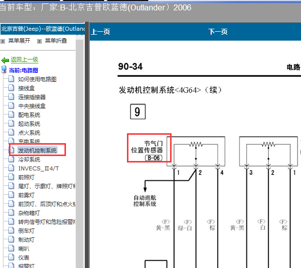 06年欧蓝德节气门位置传感器线路及针脚
