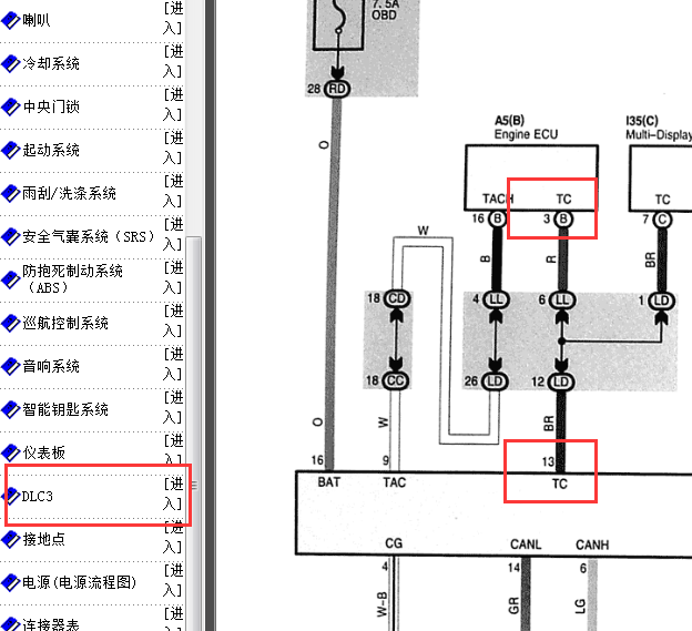 2005年丰田皇冠诊断插头电路图