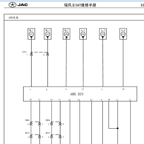13年江淮瑞风M5  ABS电路图