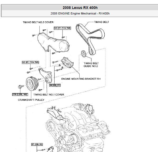 08年凌志RX400H发动机正时