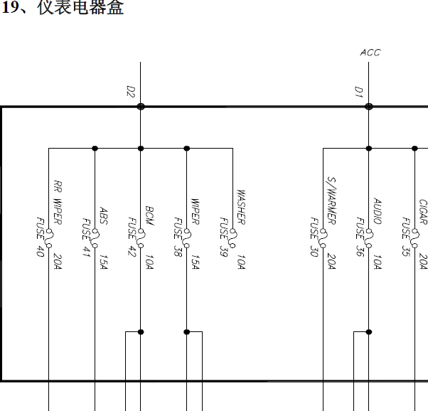 奇瑞东方之子室内保险盒电路图