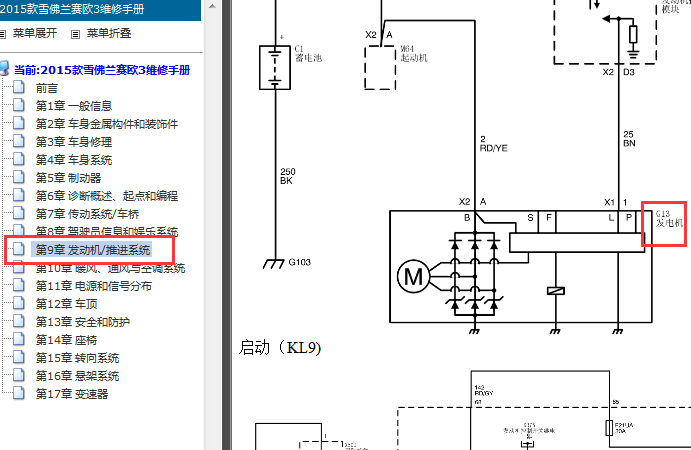2015年雪佛兰赛欧3 发电机电路图