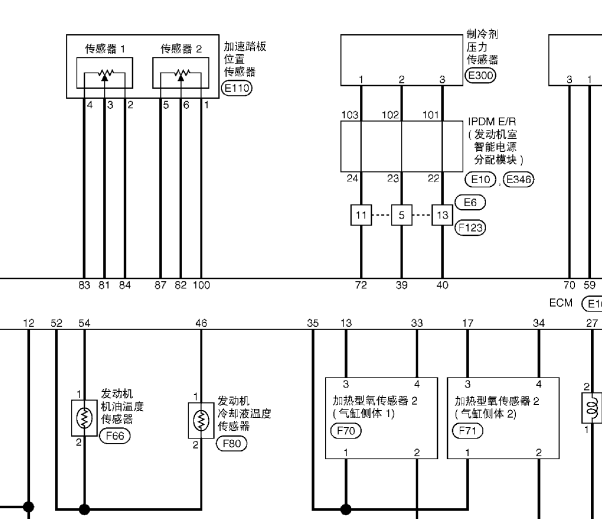 2009年日产天籁油门踏板电路图