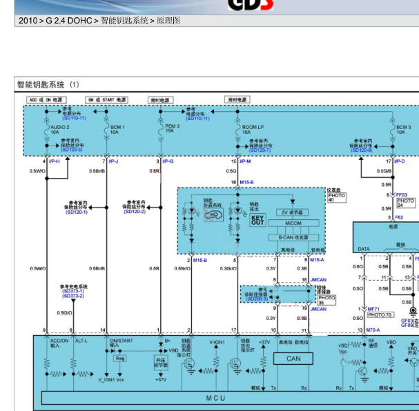 10年现代胜达智能钥匙电路图
