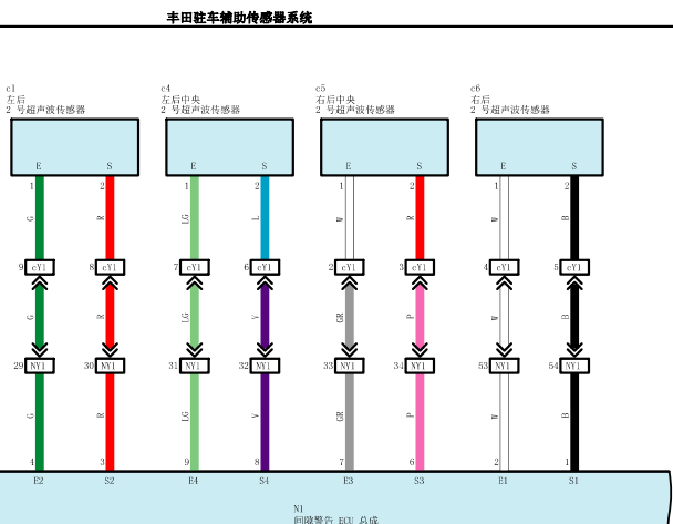 2015年丰田皇冠倒车雷达电路图