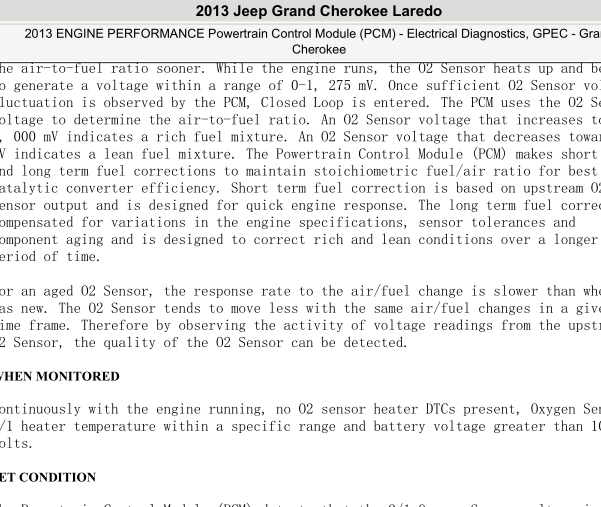 13年大切诺基P0152的诊断及对应位置的维修手册部分