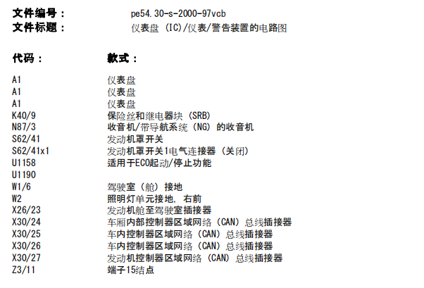 2012年福建奔驰威霆仪表电路图