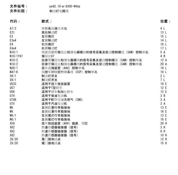 07年奔驰E350刹车灯线路图
