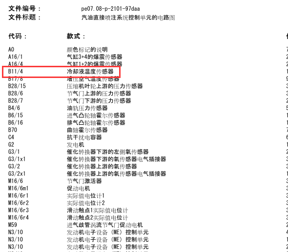 12年奔驰E260CGIL电路图维修手册冷却液温度传感器部分