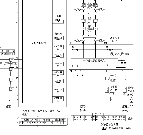 09年日产轩逸ABS线路图