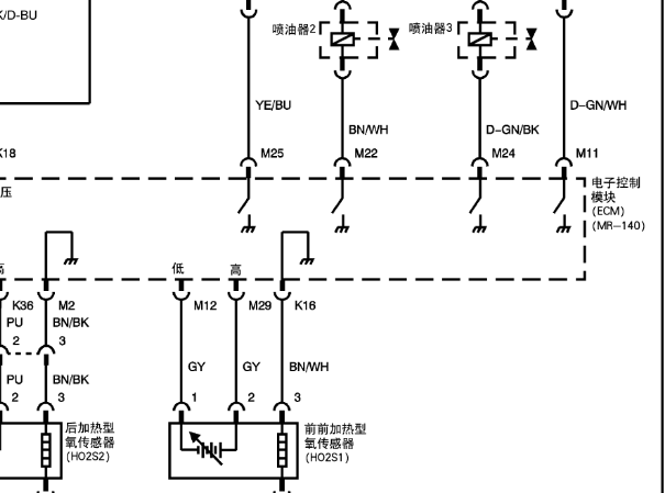 别克凯越发动机电路图