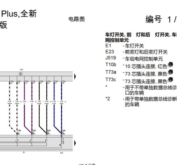 2018年大众朗逸雾灯电路图