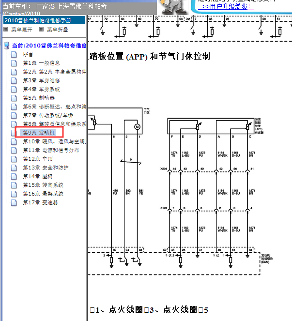 10年雪佛兰科帕奇发动机节气门线路图