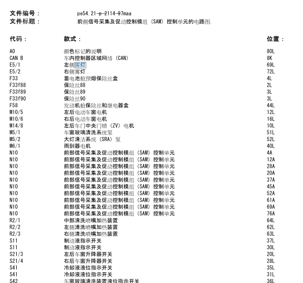 11年奔驰GL450雾灯线路图