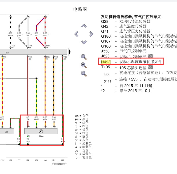 2015年奥迪CUJA发动机电子水泵电路图