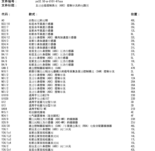 2008年S600L ABC液压升降系统电路图