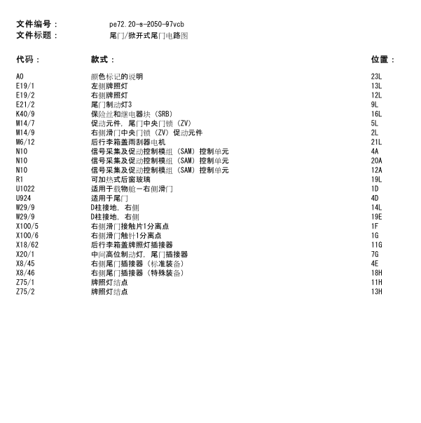 2014年奔驰唯雅诺电动尾门电路图