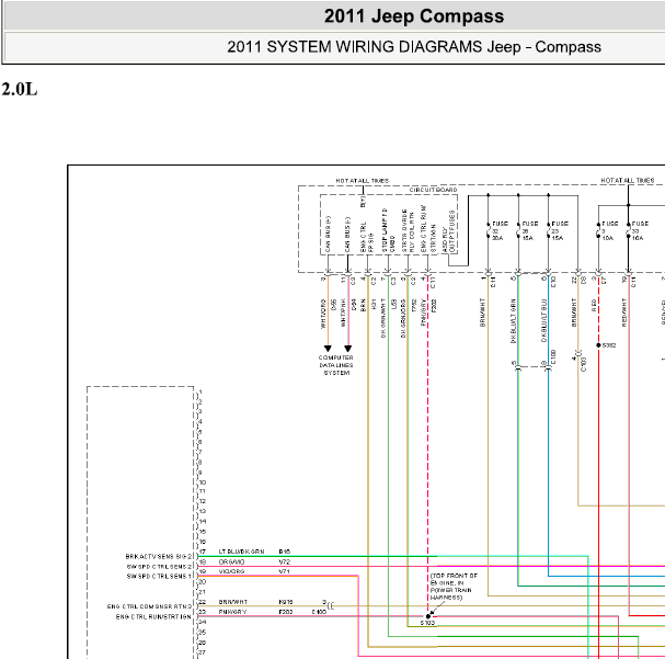 2011年吉普指南者发动机电路图