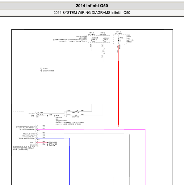 2014年英菲尼迪Q50后备箱电路图