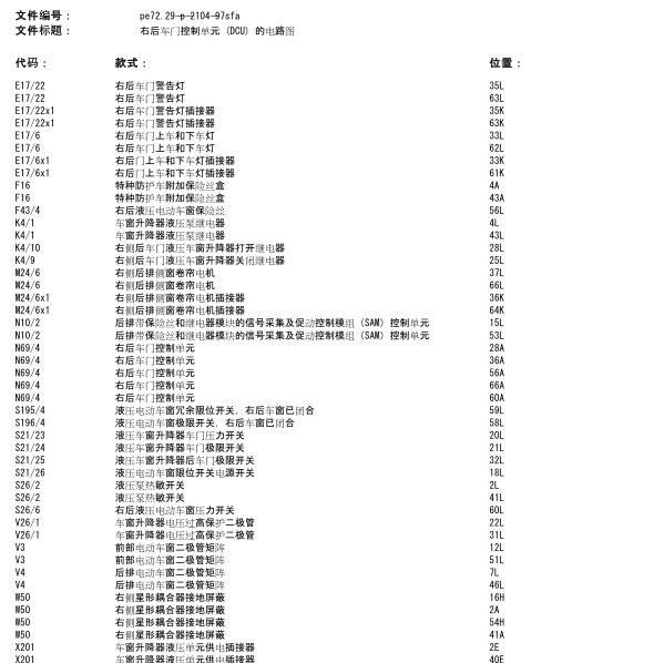 2010年奔驰S300右后门锁块电路