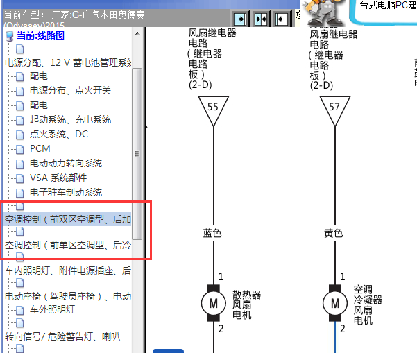 2015年本田奥德赛风扇电路图