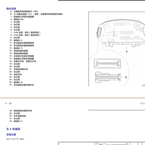 2008年朗逸仪表针脚