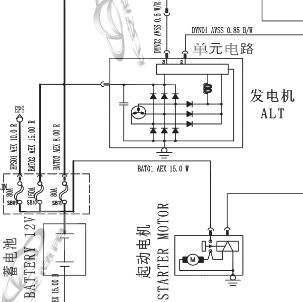 2017年长安CX70起动机控制电路