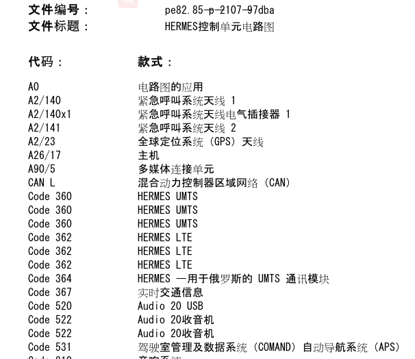 奔驰E300L GPS天线位置和电路图