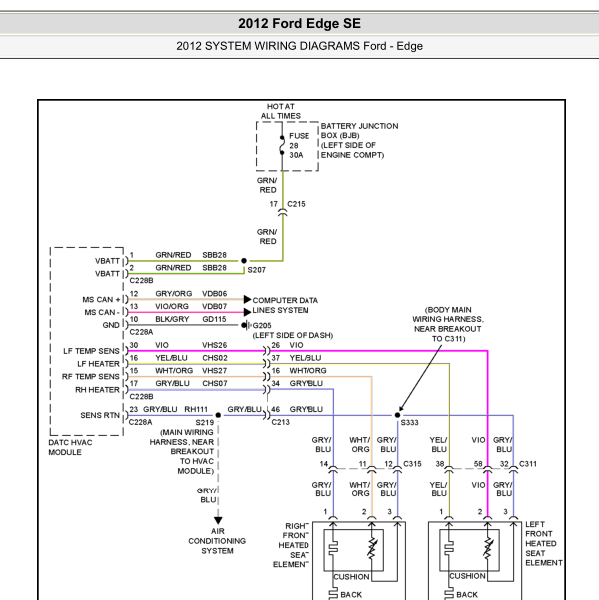 2012年锐界座椅电路图