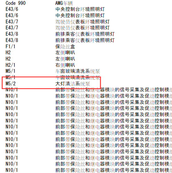 奔驰E300 大灯清洗泵电路图