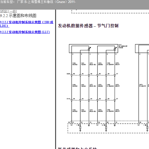 2011年别克科鲁兹LDE发动机节气门电路图