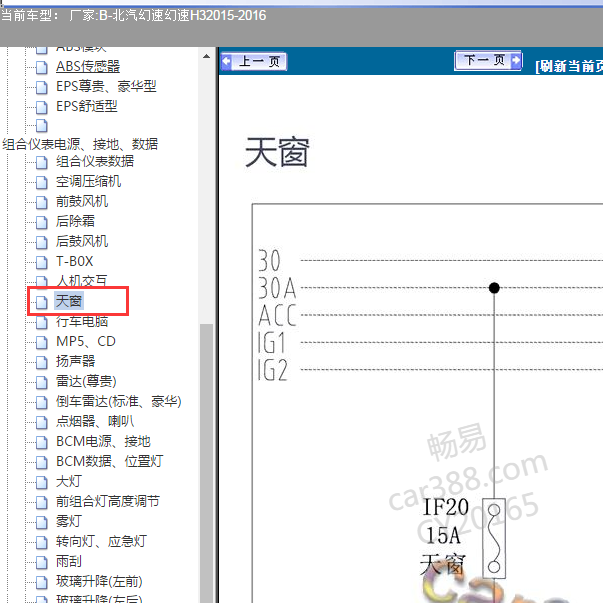 2015年幻速H3天窗电路图