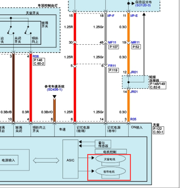 2013年胜达全景天窗电路图