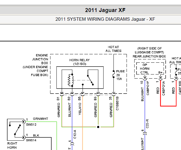 2011年捷豹XF喇叭电路图